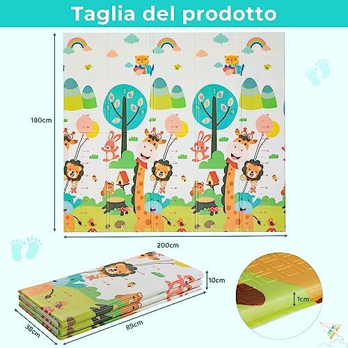  Giacca di gioco per bebé 200x180x1 cm, reversibile, senza tossicità, con backing a foam XPE, pieghilibile e impermeabil
