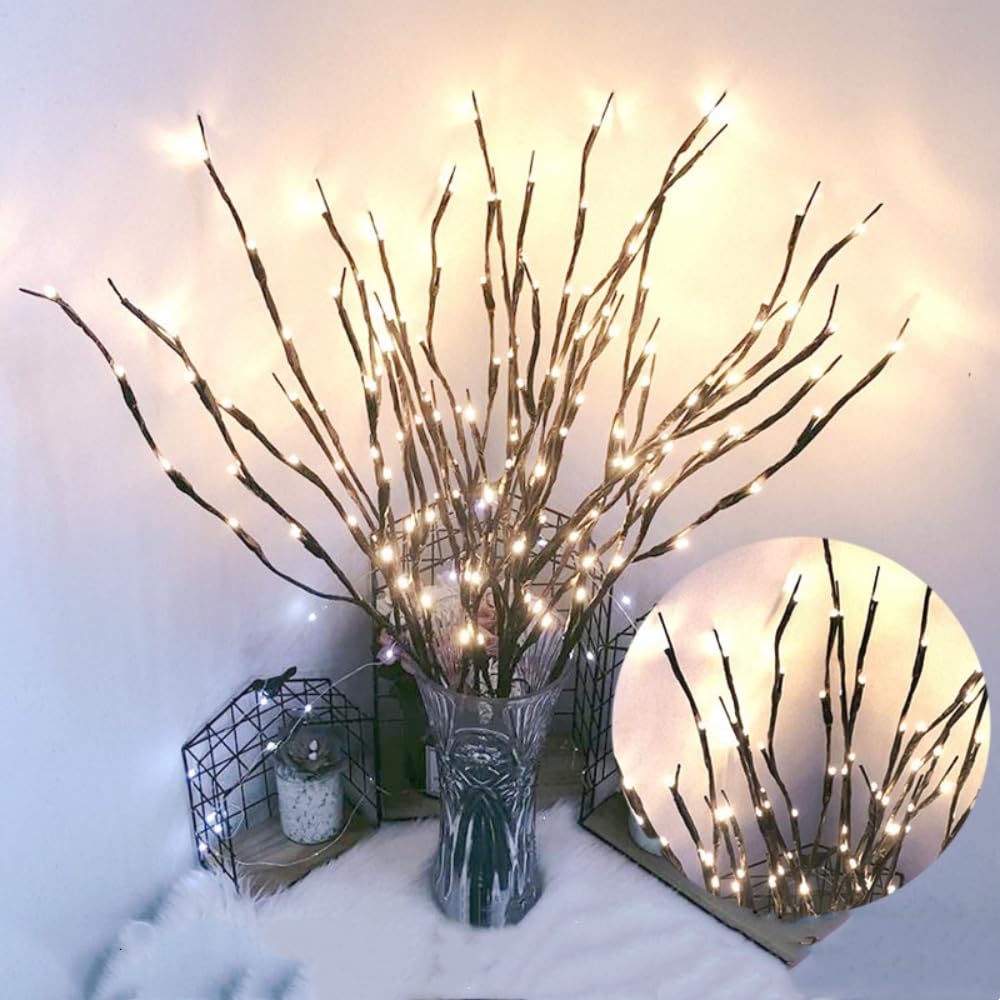  **70CM Ramo Simulato LED Christmas Tree Lights - Alimentato da 2 Batterie AA, 20 LED, Luce Calda Indoor**
| **Set di 20