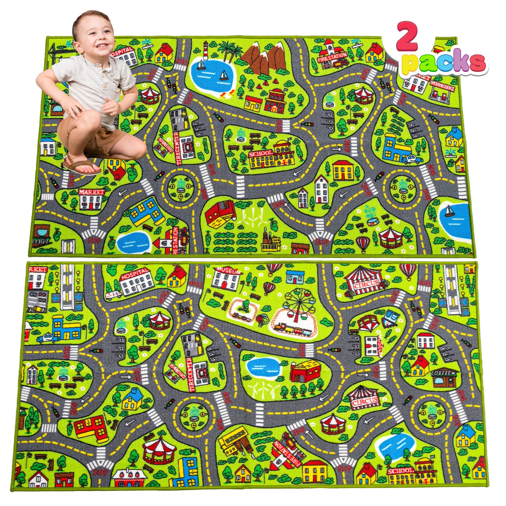  JOYIN Jumbo Playroom Rug 80x150cm per i Bambini da 3 Anni in Su, Imitazione Gioco Urbano
| JOYIN 2 Pack City Life Play 