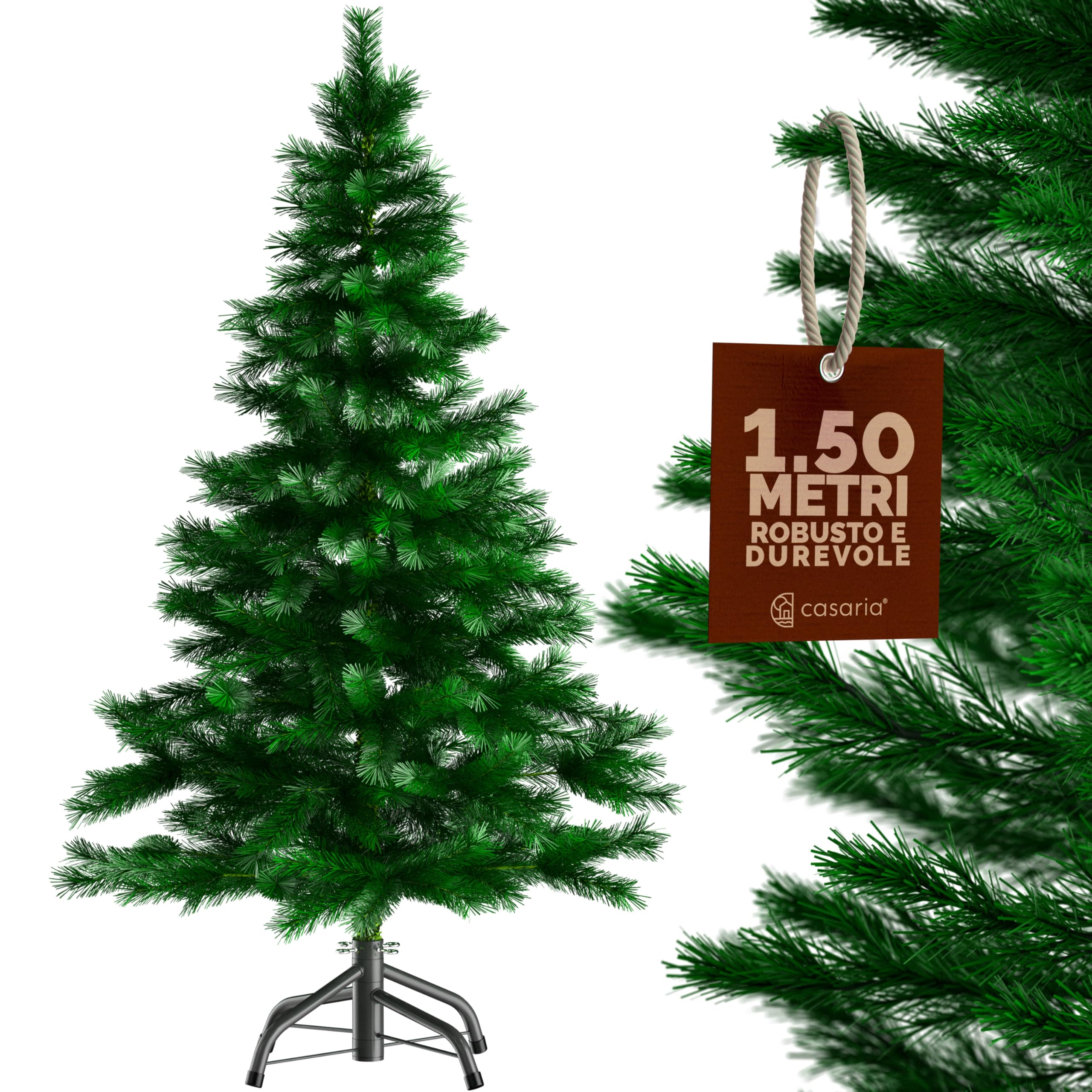  Albero di Natale Artificiale Casaria Verde 150 cm 360 Picchetti Include Base Metallica Pronto per l'Assemblaggio
| Albe